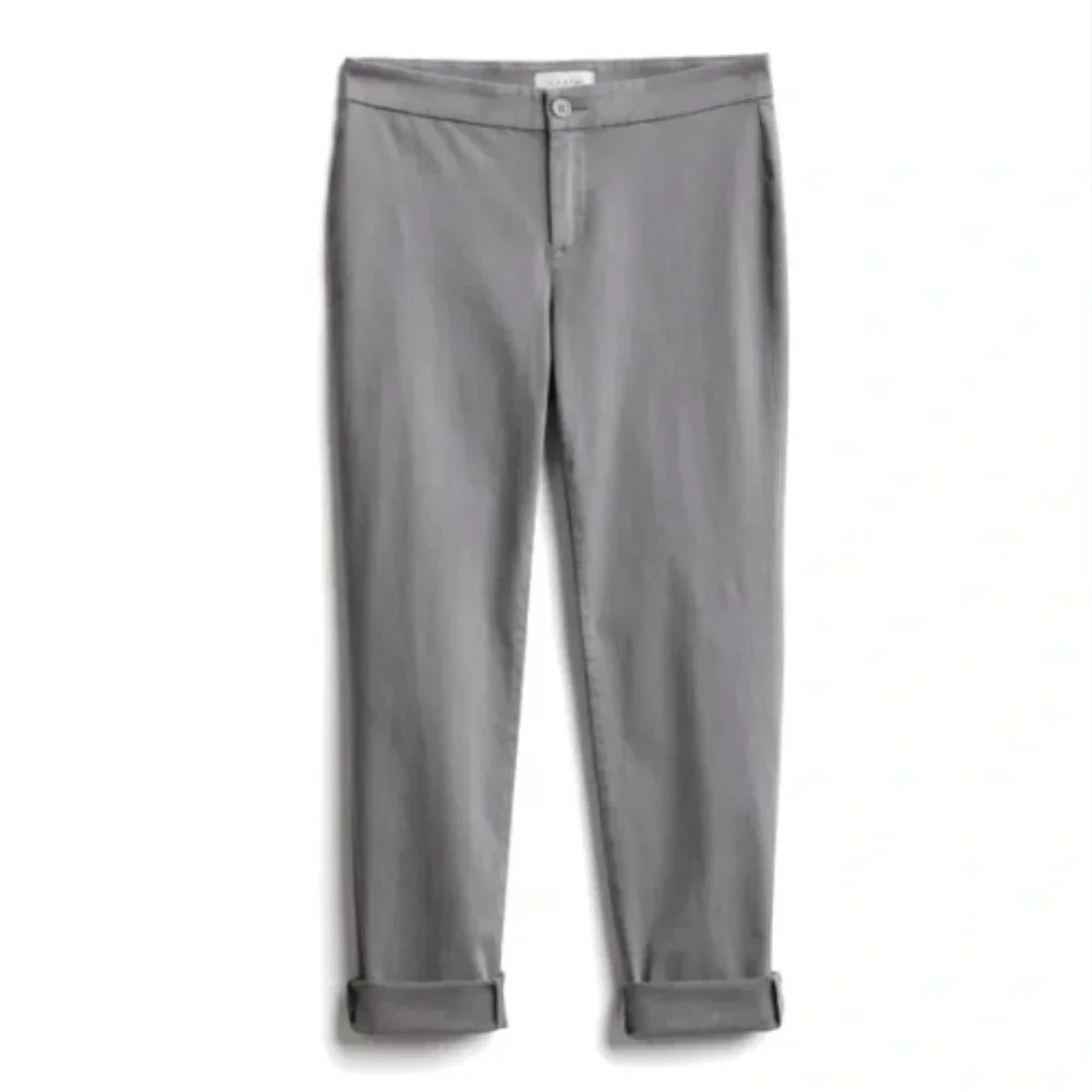 NEW Lila Ryan The Zuri Skinny Pants Steel Gray Tapered Trouser Brushed Satin - Picture 1 of 4